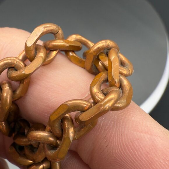 Vintage Solid Copper Chain Link Bracelet With Hook Clasp 6 3/4" - Picture 11 of 12